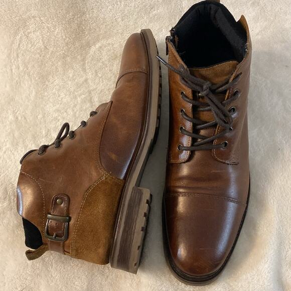 Franco Fortini Easton Brown Leather Cap Toe Boot Size 13 - Picture 7 of 10